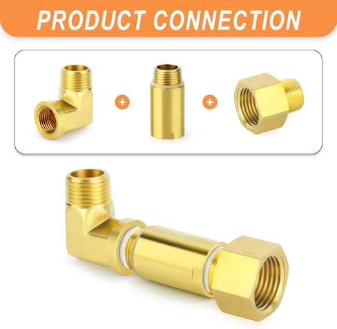 محول سباكة الأنابيب النحاسية 4 قطع من GASHER مع حلقة دائرية مطاطية، 1/2 بوصة NPT ذكر × 1/2 بوصة NPT أنثى وصلة تركيب الأنابيب، الطول 2 بوصة in Kuwait