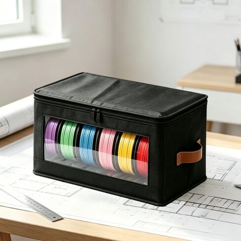 3D Printer Filament Storage Box, Reusable Filament Container for 3D Printing with Zipper Design, Holds Up to 6 Rolls, 3D Filaments Organizer for Home, Office and Workshop, Black in Kuwait