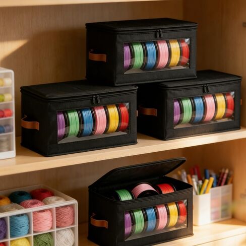 3D Printer Filament Storage Box, Reusable Filament Container for 3D Printing with Zipper Design, Holds Up to 6 Rolls, 3D Filaments Organizer for Home, Office and Workshop, Black in Kuwait