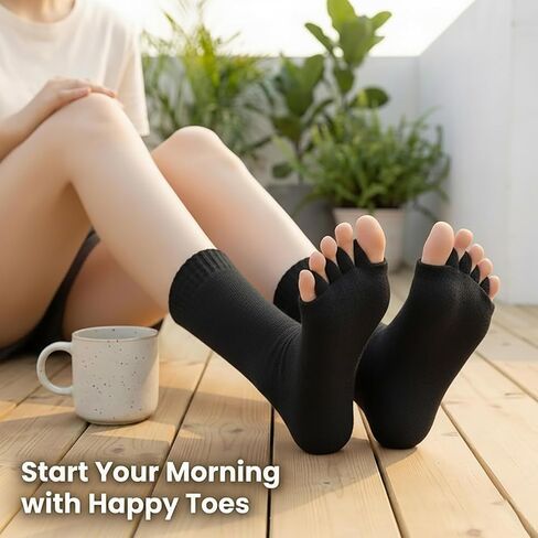 Happy Feet Foot Alignment Socks With Toe Separators for Men Women Toe Separator Socks for Yoga GYM Massage Sports (C) in Kuwait