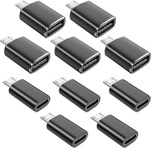 10 Pack USB C to Micro USB Adapter&USB to Micro USB Adapter | Data Transfer,Charging,Black in Kuwait
