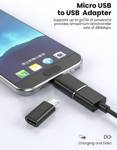 10 Pack USB C to Micro USB Adapter&USB to Micro USB Adapter | Data Transfer,Charging,Black in Kuwait