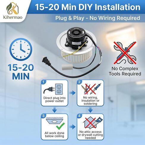 0696B000 Motor Assembly for Nutone QT100 Bathroom Fan Motor | for Nutone QT110 QT9093 Series, Blower Wheel Replacement, 120V 1600 RPM 100 CFM, Replaces JA2C394N 86322000 in Kuwait