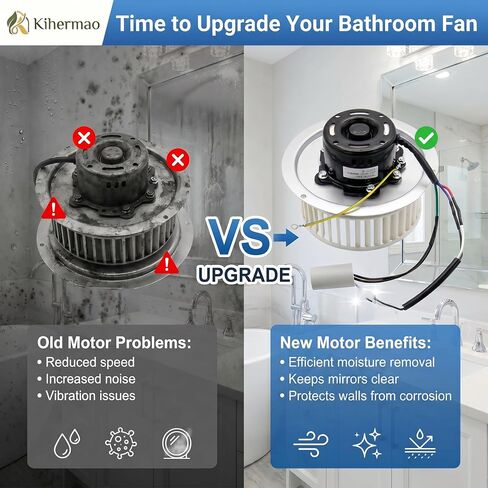 0696B000 Motor Assembly for Nutone QT100 Bathroom Fan Motor | for Nutone QT110 QT9093 Series, Blower Wheel Replacement, 120V 1600 RPM 100 CFM, Replaces JA2C394N 86322000 in Kuwait