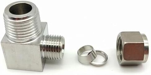 1PC 304 Stainless Steel Double Ferrule Elbow 12mm Tube to 3/8" 90 Degree right angle male thread fitting in Saudi Arabia