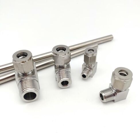 1PC 304 Stainless Steel Double Ferrule Elbow 12mm Tube to 3/8" 90 Degree right angle male thread fitting in Saudi Arabia