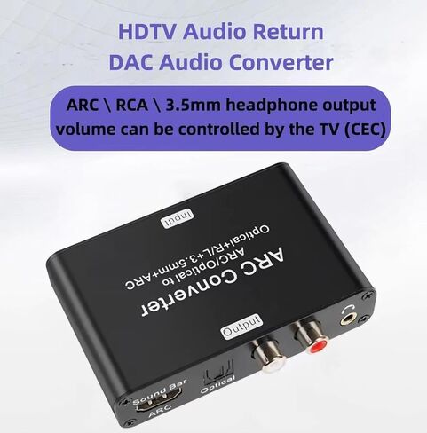 مستخرج صوت HDMI ARC، 192 كيلو هرتز ARC إلى بصري/SPDIF L/R 3.5 مم جاك ستيريو للتلفزيون DAC محول الصوت الرقمي إلى محول تناظري in Kuwait