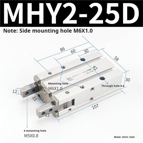 MHY2-10D/16D/20D/25D air Claw Small Manipulator Accessories Fulcrum Open and Close Pneumatic Finger Cylinder(MHY2-25D) in Kuwait