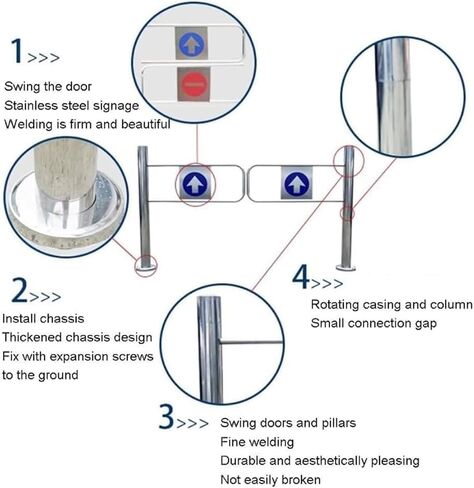 Stainless Steel Swing Gate One Way 90° Metal Door for Market Library Access Door (Size: 100x97cm) in Kuwait