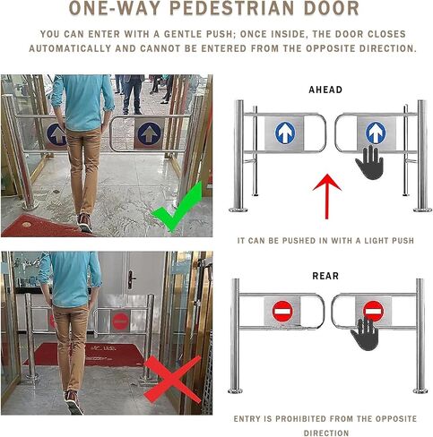 Automatic Rebound Swing GateStainless Steel SelfClosing Entrance Door 1Way Safety Gate for Warehouse Industrial Site and Store (120cm x 102cm) in Kuwait