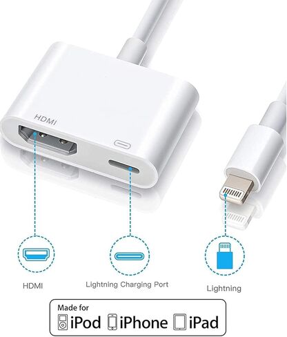 [معتمد من Apple MFi] محول Apple Lightning إلى HDMI لجهاز iPhone إلى التلفزيون | موصل شاشة مزامنة محول AV رقمي 1080P مع منفذ شحن لهاتف iPhone 14 13 12 11 XS XR X 8 إلى جهاز عرض شاشة HDTV in Kuwait