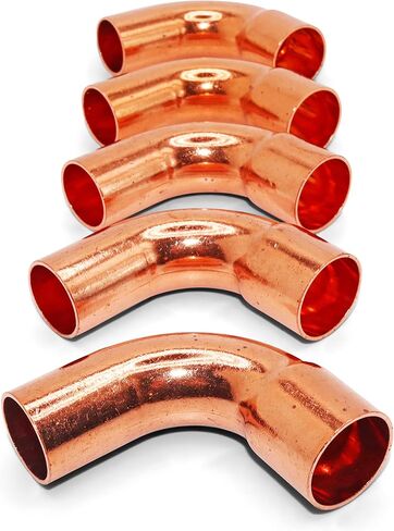 Copper Fitting HVACR OD 3/4" (HVAC Outer Dimension) 5/8" (Plumbing Inner Dimension) - Copper STREET 90 Degree Elbow Fitting Connector with 1 solder Cup & ACR - 99.9% Pure Copper - 5 Pack in Kuwait