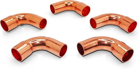 Copper Fitting HVACR OD 3/4" (HVAC Outer Dimension) 5/8" (Plumbing Inner Dimension) - Copper STREET 90 Degree Elbow Fitting Connector with 1 solder Cup & ACR - 99.9% Pure Copper - 5 Pack in Kuwait