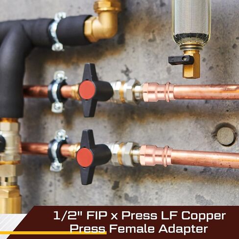 MorningRo 20 قطعة 1/2 بوصة FIP x اضغط LF النحاس الصحافة أنثى محول النحاس تركيبات الضغط الإناث اتصال NPT للسباكة، التجارية، السكنية in Kuwait