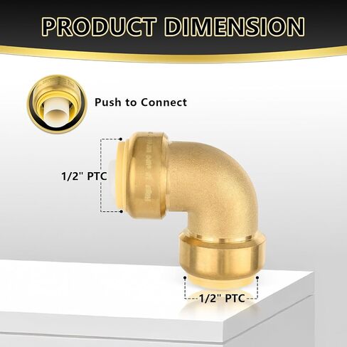 (10 عبوات) فوسكان كوع نحاسي مقاس 1/2 بوصة × 1/2 بوصة، أنابيب Pex للربط، أنابيب نحاسية وCPVC، تركيبات ملائمة للدفع تتضمن مشبك إزالة in Kuwait