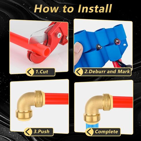 (10 عبوات) فوسكان كوع نحاسي مقاس 1/2 بوصة × 1/2 بوصة، أنابيب Pex للربط، أنابيب نحاسية وCPVC، تركيبات ملائمة للدفع تتضمن مشبك إزالة in Kuwait