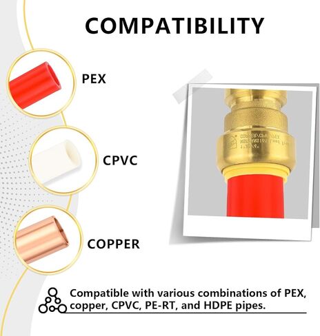 (10 عبوات) فوسكان كوع نحاسي مقاس 1/2 بوصة × 1/2 بوصة، أنابيب Pex للربط، أنابيب نحاسية وCPVC، تركيبات ملائمة للدفع تتضمن مشبك إزالة in Kuwait