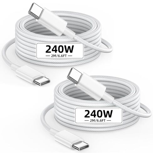 كابل MPATIBY USB C إلى USB C، كابل 240 وات C إلى C شحن سريع [6.6FT، 2 حزمة] شاحن من النوع C شحن سريع USBC إلى سلك USBC لـ IP 17 16 15 Pro Max Pad MacBook Pro S26 S25 Ultra in Kuwait