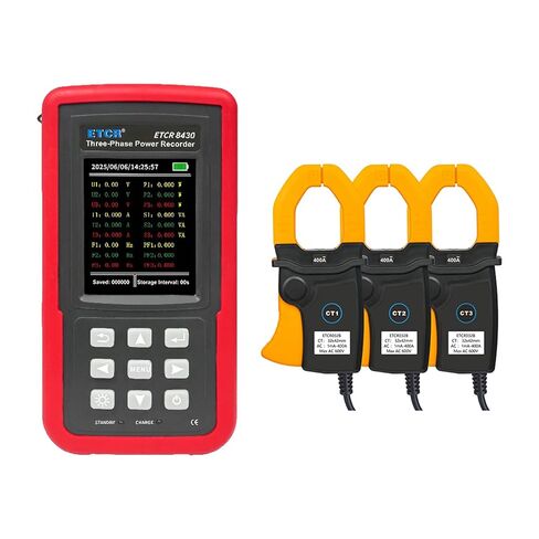 ETCR8430 مسجل الطاقة ثلاثي الطور USB محلل جودة الطاقة | مسجل بيانات الجهد والتيار 6 قنوات، 0.01 فولت - 600 فولت، 1 مللي أمبير - 400 أمبير in Kuwait