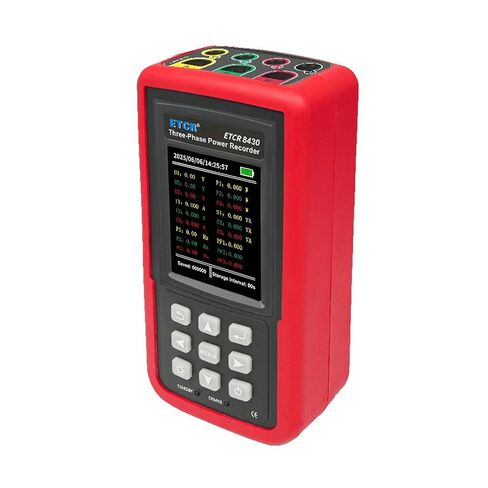 ETCR8430 مسجل الطاقة ثلاثي الطور USB محلل جودة الطاقة | مسجل بيانات الجهد والتيار 6 قنوات، 0.01 فولت - 600 فولت، 1 مللي أمبير - 400 أمبير in Kuwait
