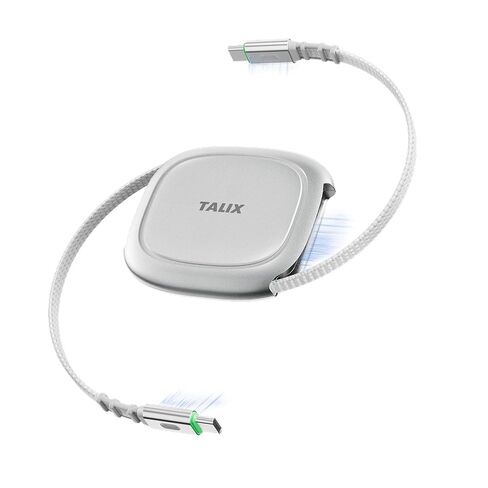 كابل TALIX 240 وات USB C قابل للسحب، PD 3.2 كابل شحن سريع USB C إلى USB C مع وحدة تخزين Mag Snap، شريحة علامة إلكترونية، سلك قابل للسحب مضاد للتشابك للسفر، MacBook، iPhone 17، Samsung S25، 4.92FT in Kuwait