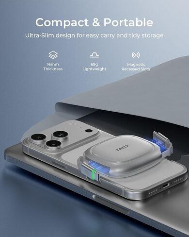 كابل TALIX 240 وات USB C قابل للسحب، PD 3.2 كابل شحن سريع USB C إلى USB C مع وحدة تخزين Mag Snap، شريحة علامة إلكترونية، سلك قابل للسحب مضاد للتشابك للسفر، MacBook، iPhone 17، Samsung S25، 4.92FT in Kuwait