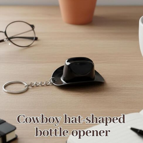 3 PCS Cowboy Hat Bottle Opener Keychain, Essential Tool for Western-Themed Parties and Barbecues, Portable Dual Function Design (Black, White, Brown) in Kuwait