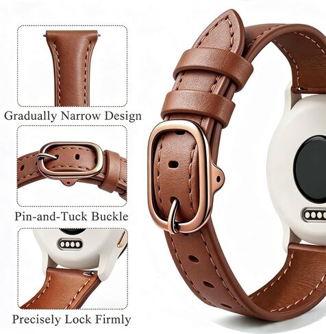 أحزمة ساعة جلدية رفيعة متوافقة مع Garmin Venu 3S /Venu 4 41mm/Venu 2S/Vivoactive 4s، حزام جلد ناعم رفيع 18 مم للنساء الموسيقى Forerunner 265S/255S in Kuwait