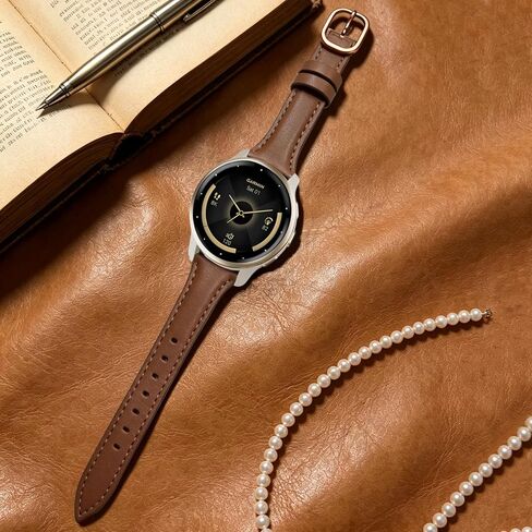 أحزمة ساعة جلدية رفيعة متوافقة مع Garmin Venu 3S /Venu 4 41mm/Venu 2S/Vivoactive 4s، حزام جلد ناعم رفيع 18 مم للنساء الموسيقى Forerunner 265S/255S in Kuwait