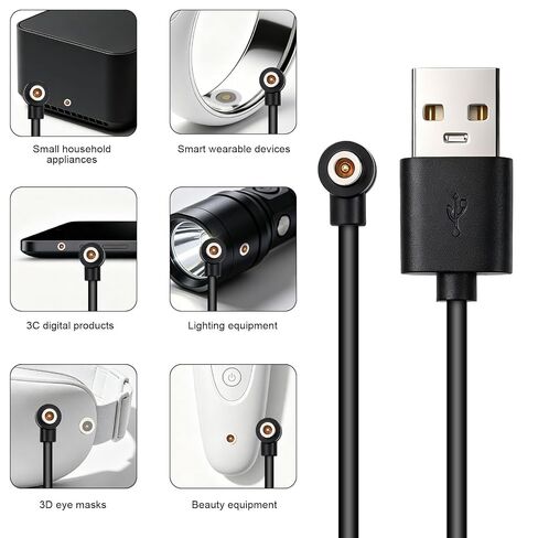 2 قطعة كابل شاحن مغناطيسي ذكي، بطول 60 سم/2 قدم بطول 4 مم رأس مغناطيسي USB-A سلك شحن متوافق مع R02 R09 R18 R03 R06 R08 R10 R11 R11M SR11M R12 BJ02 SRC01 SRC10 SR08 SR09 SR10 SR11 in Kuwait