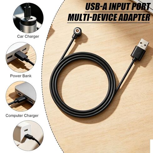 2 قطعة كابل شاحن مغناطيسي ذكي، بطول 60 سم/2 قدم بطول 4 مم رأس مغناطيسي USB-A سلك شحن متوافق مع R02 R09 R18 R03 R06 R08 R10 R11 R11M SR11M R12 BJ02 SRC01 SRC10 SR08 SR09 SR10 SR11 in Kuwait