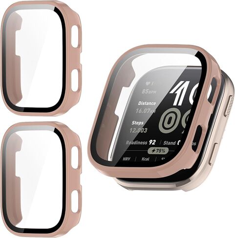 2 Pack for Amazfit Bip 6 Screen Protector Case [Full Coverage], Hard PC Bumper All-Around Protective Accessories for Amazfit Bip 6 Built-in 9H Tempered Glass Film in Saudi Arabia