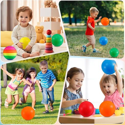 6 Pack Playground Balls, 8.5 inch Dodgeballs for Adults, Dodge Kick Ball with Hand Pump, Kickball Handball Dodgeball for Indoor Outdoor Yard Games(Orange, Red, Yellow, Blue, Rainbow, Green) in Kuwait
