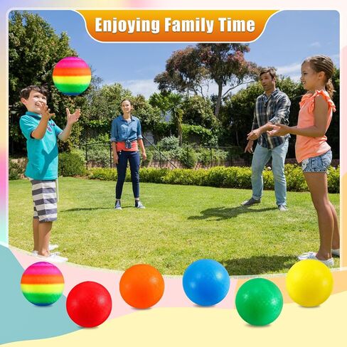 6 Pack Playground Balls, 8.5 inch Dodgeballs for Adults, Dodge Kick Ball with Hand Pump, Kickball Handball Dodgeball for Indoor Outdoor Yard Games(Orange, Red, Yellow, Blue, Rainbow, Green) in Kuwait
