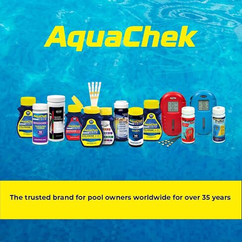 شرائط اختبار AquaChek ذات 7 اتجاهات لحمام السباحة والسبا - شرائط اختبار حمام السباحة الفضية للأس الهيدروجيني والكلور الكلي والكلور الحر والبروم والقلوية والصلابة الكاملة وحمض السيانوريك - مجموعة اختبار جودة المياه (100 شريط) in Kuwait