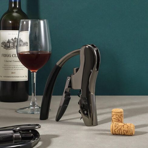 Rabbit Wine Opener Set Zinc Alloy with Foil Cutter | Lever wine opener, rabbit corkscrew, foil cutter, replacement spiral, zinc alloy, easy cork removal, reusable in Kuwait