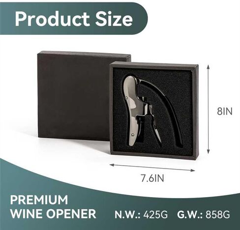 Rabbit Wine Opener Set Zinc Alloy with Foil Cutter | Lever wine opener, rabbit corkscrew, foil cutter, replacement spiral, zinc alloy, easy cork removal, reusable in Kuwait