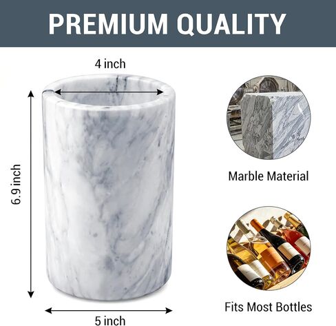 Birnava Marble Wine Chiller Bucket, Wine & Champagne Cooler for Party | Keep Drinks Beverages Cold, Freestanding Wine Bottle Chiller Fits All 750ml Bottles, Perfect Gift for Wine Lovers in Kuwait