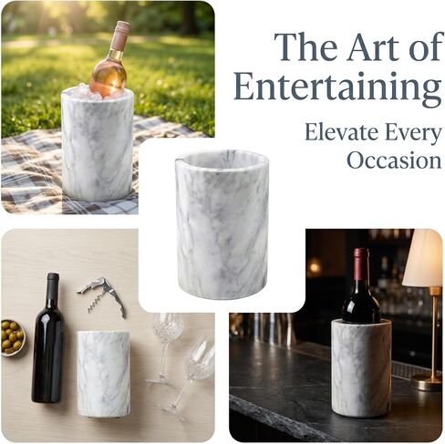 Birnava Marble Wine Chiller Bucket, Wine & Champagne Cooler for Party | Keep Drinks Beverages Cold, Freestanding Wine Bottle Chiller Fits All 750ml Bottles, Perfect Gift for Wine Lovers in Kuwait