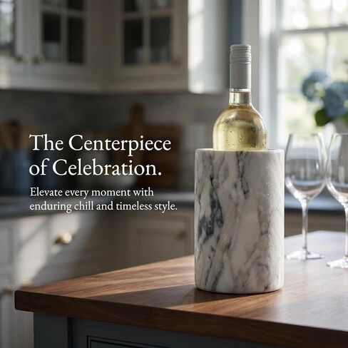 Birnava Marble Wine Chiller Bucket, Wine & Champagne Cooler for Party | Keep Drinks Beverages Cold, Freestanding Wine Bottle Chiller Fits All 750ml Bottles, Perfect Gift for Wine Lovers in Kuwait