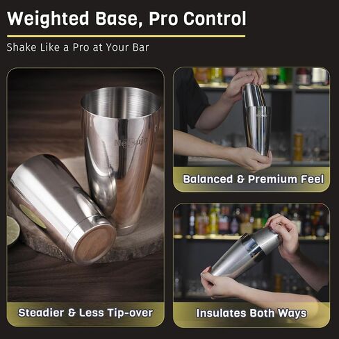 Boston Shaker Set, Professional Cocktail Shaker Set (18oz/28oz) Weighted Stainless Steel Bar Shakers for Bartending, Leakproof Bar Tools for Professional Bartender & Home Bar Mixology in Kuwait