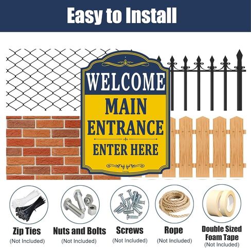 Welcome Main Entrance Enter Here Sign For Business Office 14×10 Inches Metal Sturdy Free Rust Aluminum Weatherproof Fade Resistant Outdoor Use Easy To Install 2 Pack in Kuwait