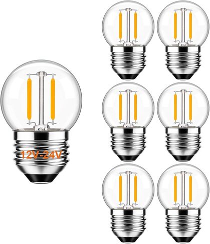 12 Volt Low Voltage LED Light Bulbs - Soft Warm 2700K 1W (Only for 12V -24V DC/AC)- 15W Equivalent E26 Edison Base Small Globe Bulb for RV, Landscape Lights, 6PCS in Kuwait