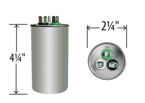 35 + 10 uf/Mfd Round Dual Universal Capacitor Replacement Amrad USA2227B Replacement - Used for 370 or 440 VAC, Made in the U.S.A. in Kuwait