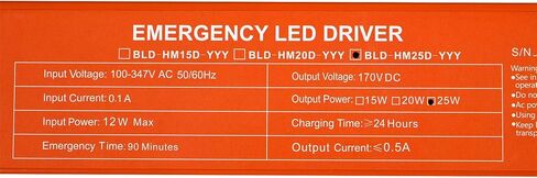برنامج تشغيل LED للطوارئ BillDa - مخرج 25 وات - نسخ احتياطي لمدة 90 دقيقة | مدخل 100-347 فولت، مخرج تيار مستمر 170 فولت، مدرج في قائمة UL924 | CA Title 20 متوافق مع التشخيص الذاتي مع بطارية Li-Ion | لأنابيب مصابيح LED للوحات النازل in Kuwait