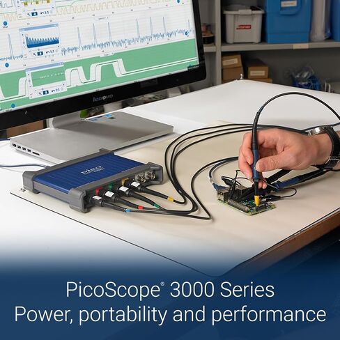 Pico Technology PicoScope 3403D راسم الذبذبات 4 قنوات 50 ميجا هرتز، 64 مللي ثانية، مجموعة مختبر USB محمولة للكمبيوتر الشخصي مع مجسات، برنامج PS7 in Kuwait