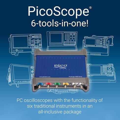 Pico Technology PicoScope 3403D راسم الذبذبات 4 قنوات 50 ميجا هرتز، 64 مللي ثانية، مجموعة مختبر USB محمولة للكمبيوتر الشخصي مع مجسات، برنامج PS7 in Kuwait