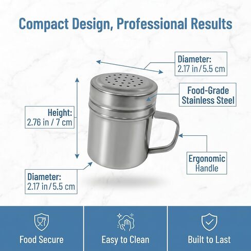 [Set of 1]Stainless Steel Dredges With Handle Dense hole powder sieve, outdoor barbecue seasoning bottle, seasoning bottle in Kuwait