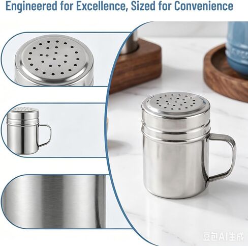 [Set of 1]Stainless Steel Dredges With Handle Dense hole powder sieve, outdoor barbecue seasoning bottle, seasoning bottle in Kuwait