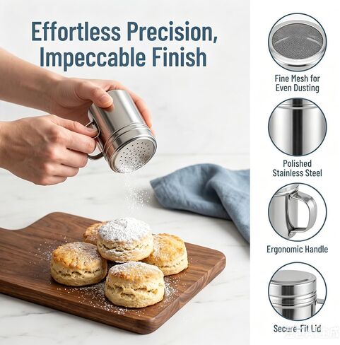 [Set of 1]Stainless Steel Dredges With Handle Dense hole powder sieve, outdoor barbecue seasoning bottle, seasoning bottle in Kuwait